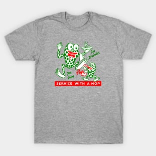 Vintage Matchbook Service With A Hop Funny Cartoon Frog Vintage Cocktail Lounge Matchbook Retro Fifties Restaurant Americana T-Shirt